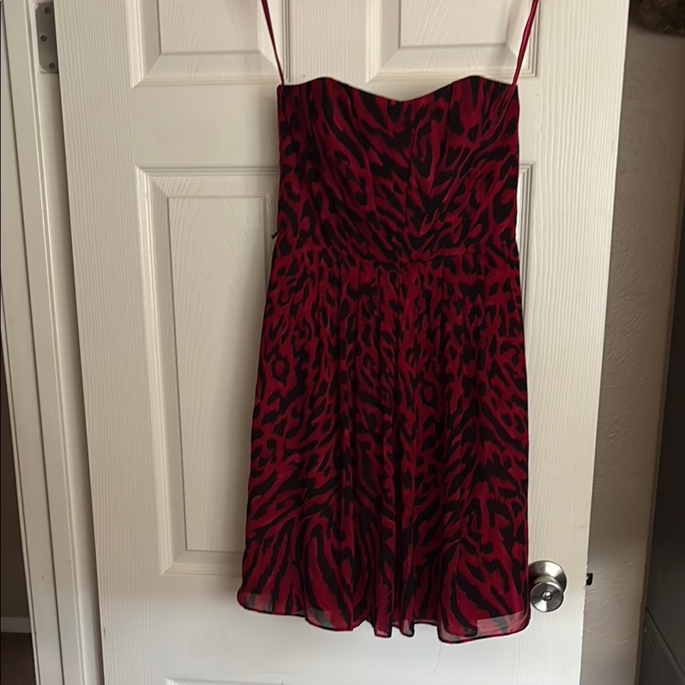 White House Black Market Red and Black Strapless Dress